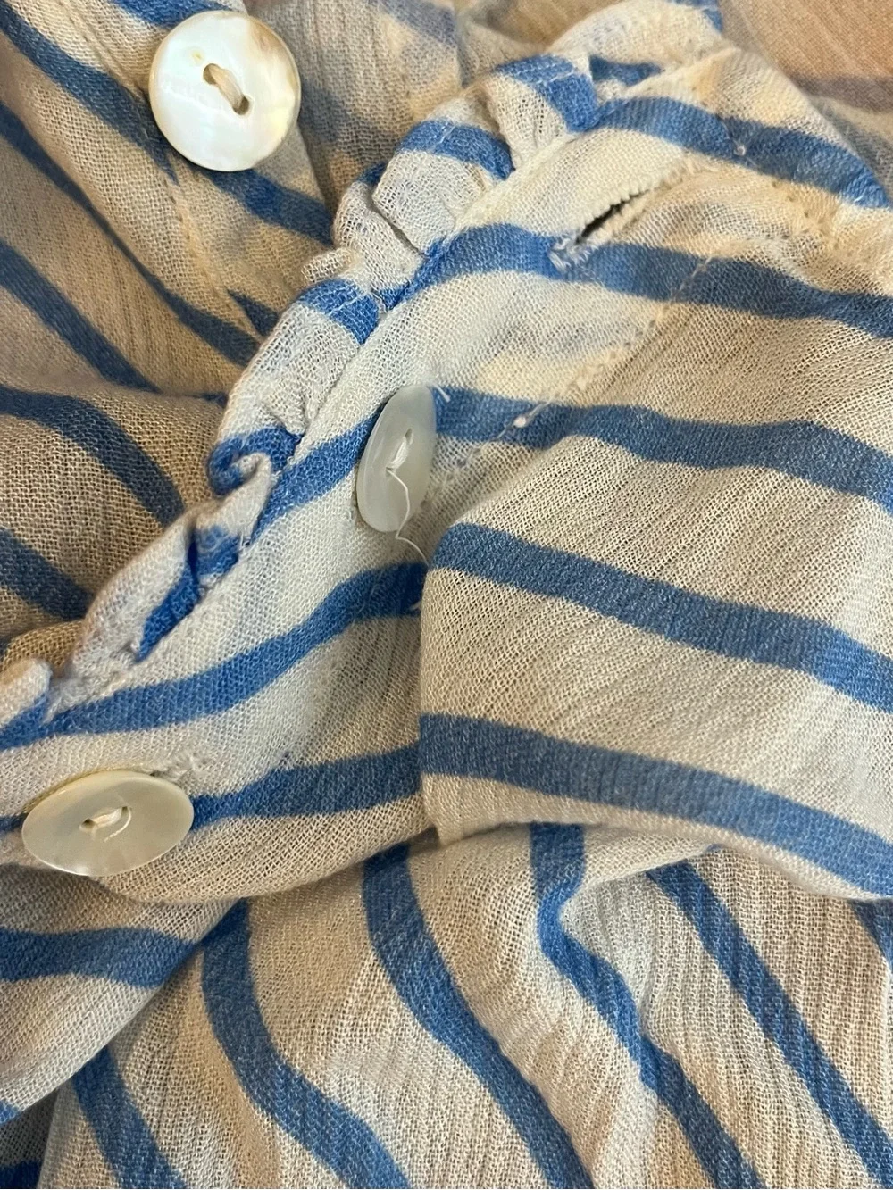 Tularosa Striped “Rae” High Rise Button-Trim Ruffle Edge Shorts - Picture 6 of 11